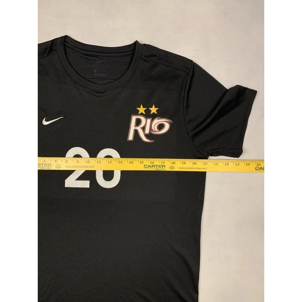 Nike Dri-FIT Soccer Jersey Mens Large Black Rio‎ 20 Graphic Training Shirt L